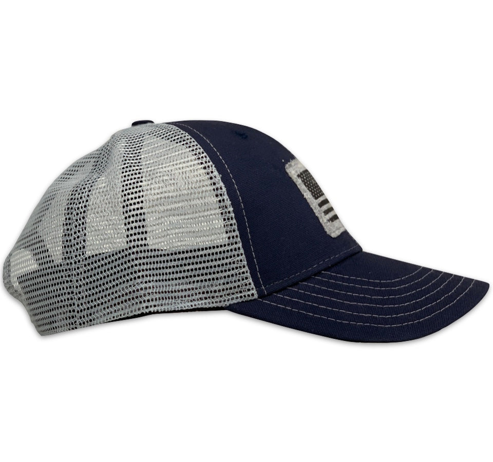 American Flag Patch Patriotic Made In USA Navy Trucker Hat