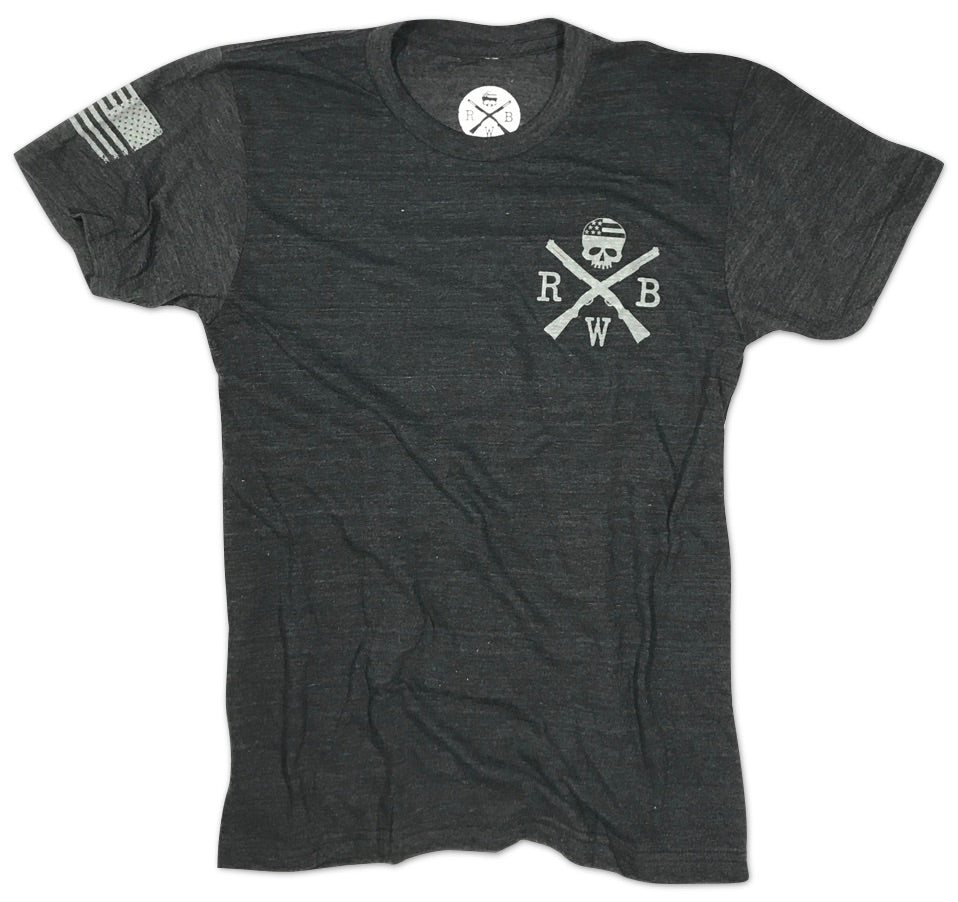 Men's Bedford Flag Conquer Or Die Tri-Blend T-Shirt (Heather Black)