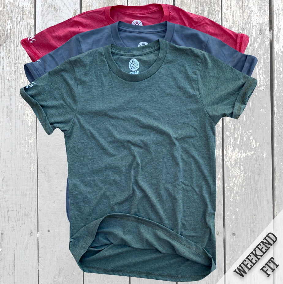 Women's American Made Basic Tees 3 Pack (Army/Asphalt/Red)