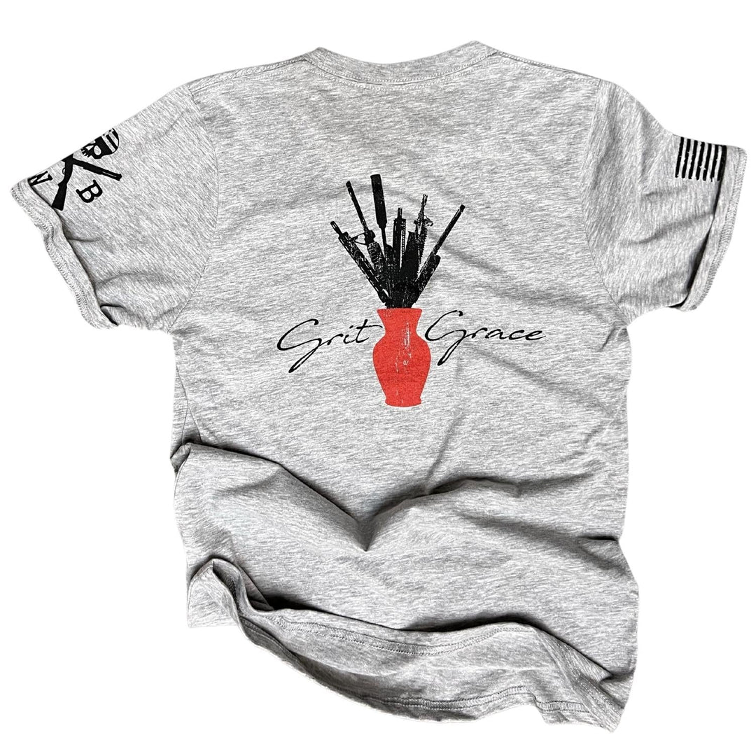 Women's Grit & Grace Freedom Bouquet Patriotic T Shirt (Gray)