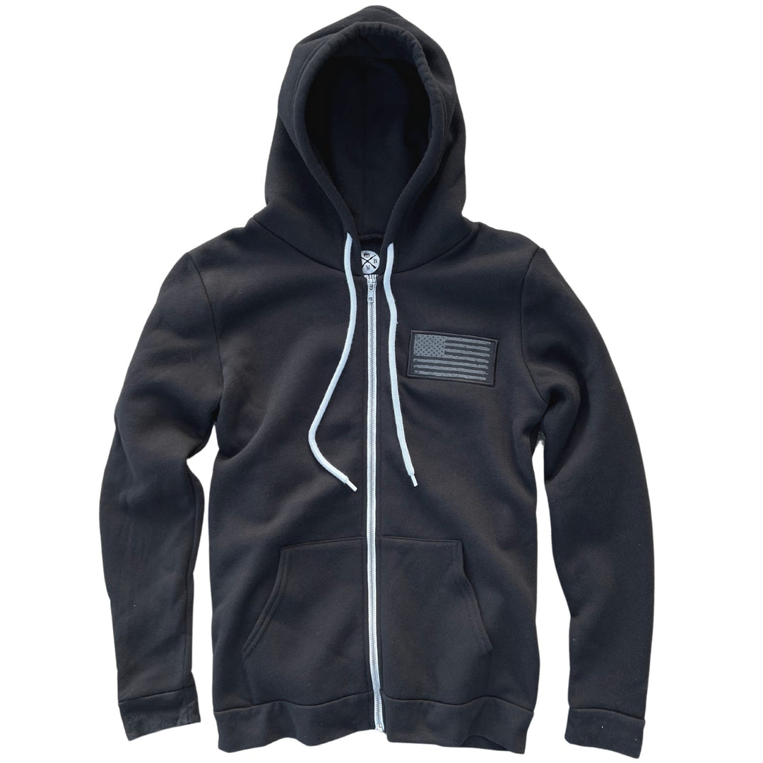 Men's American Flag Patch Zip Up Hooded Sweatshirt