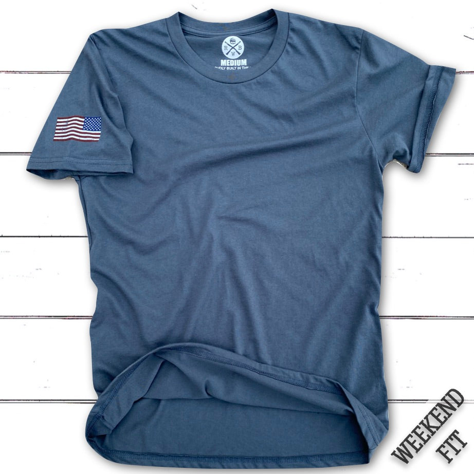 Women's Red White Blue Assaulting Forward T Shirt (Asphalt)