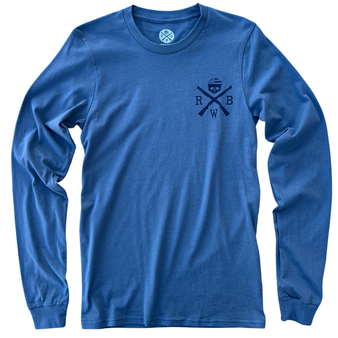 Men's American Flag Patriotic Long Sleeve T Shirt (Night Blue)