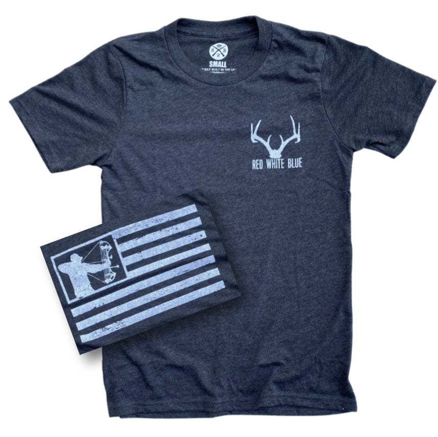 Men's American Flag Bowhunter Patriotic Hunting T-Shirt