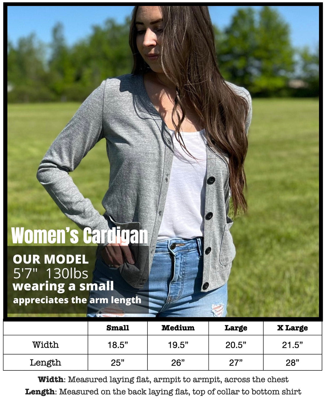 Women's Sweatshirt Cardigan Made In USA (Heather Black)