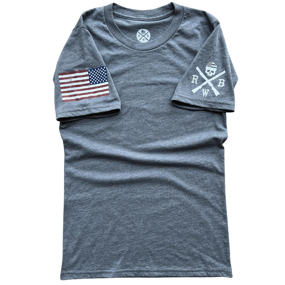 Men's American Flag Assaulting Forward Patriotic T Shirt (Slate)
