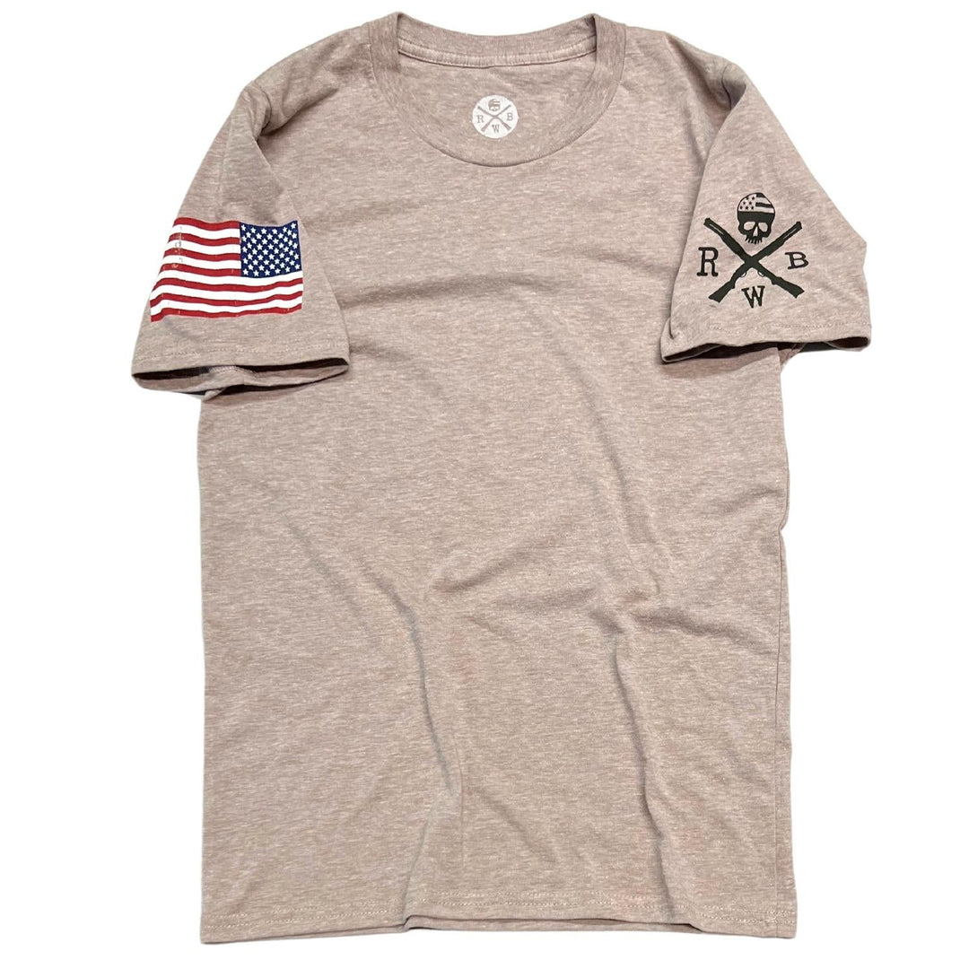 Men's American Flag Assaulting Forward Patriotic T Shirt (Coyote)