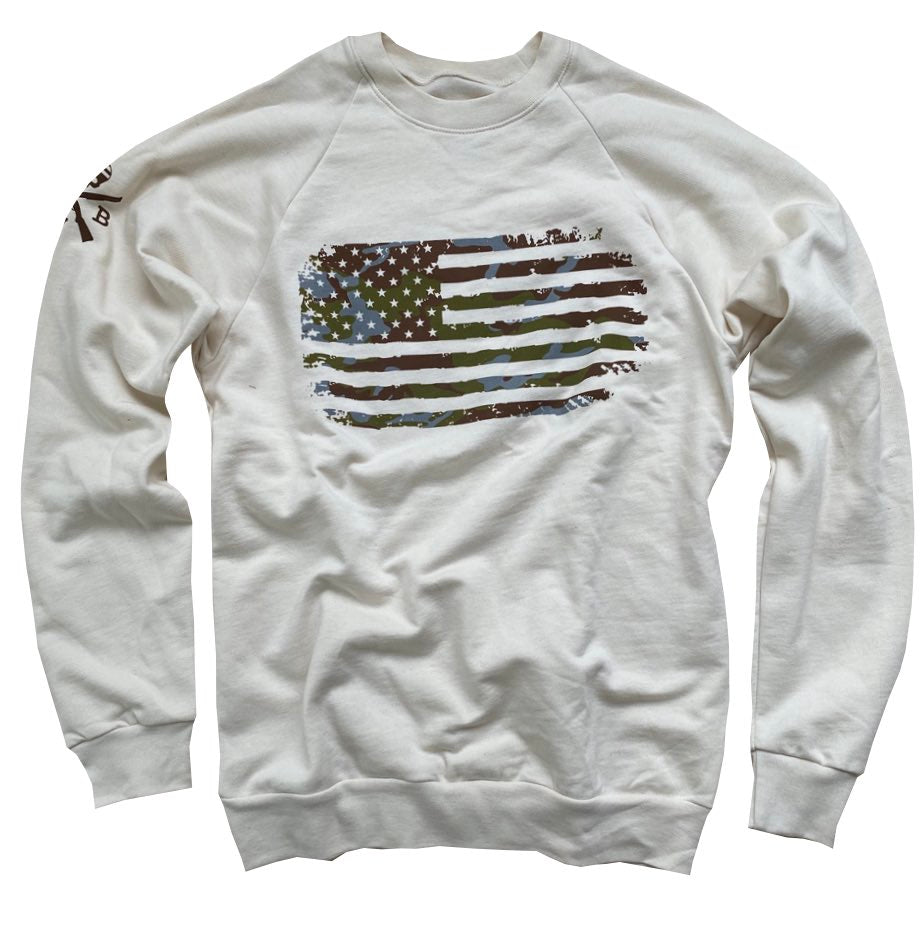 Women's Camo American Flag Crewneck Sweatshirt