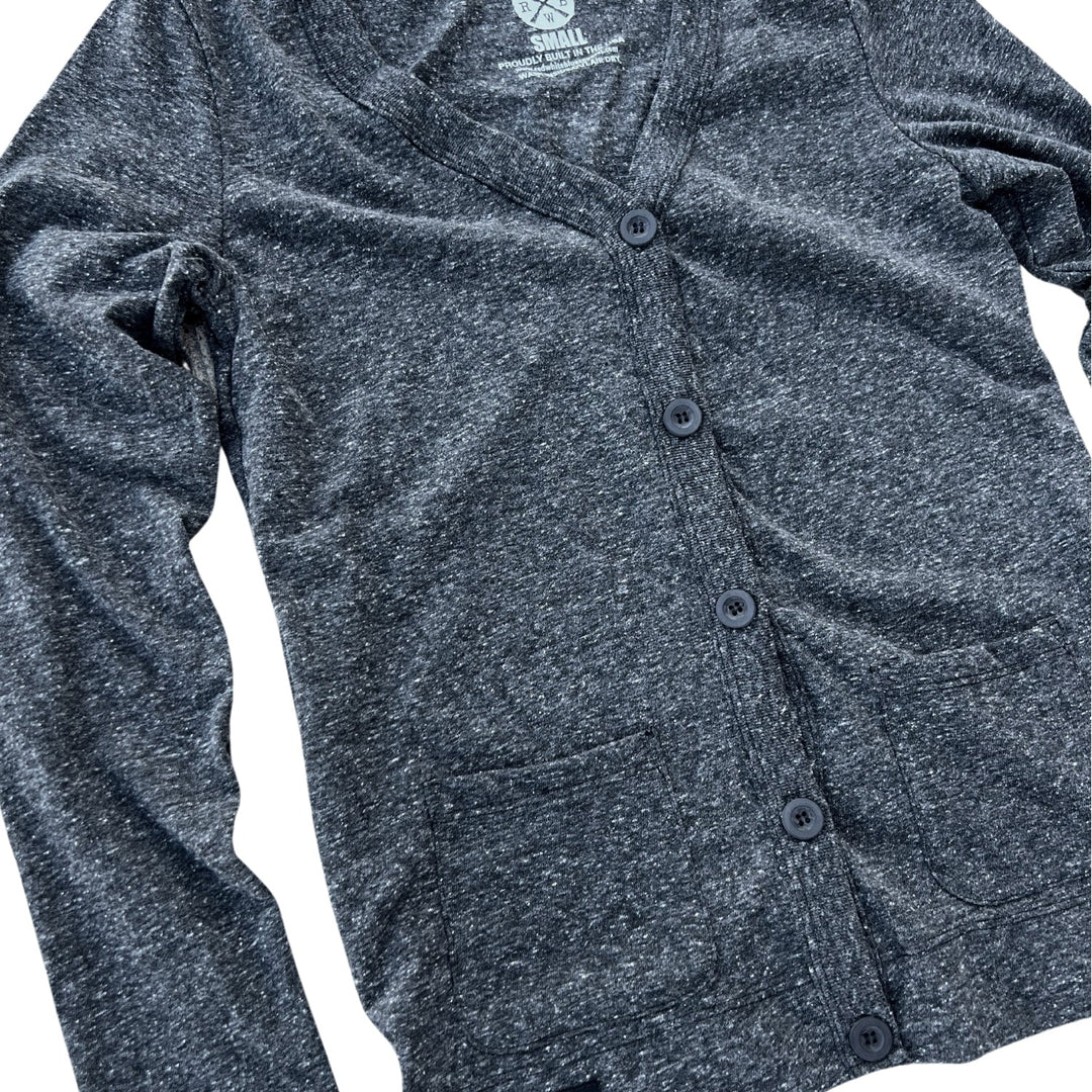 Women's Sweatshirt Cardigan Made In USA (Heather Black)