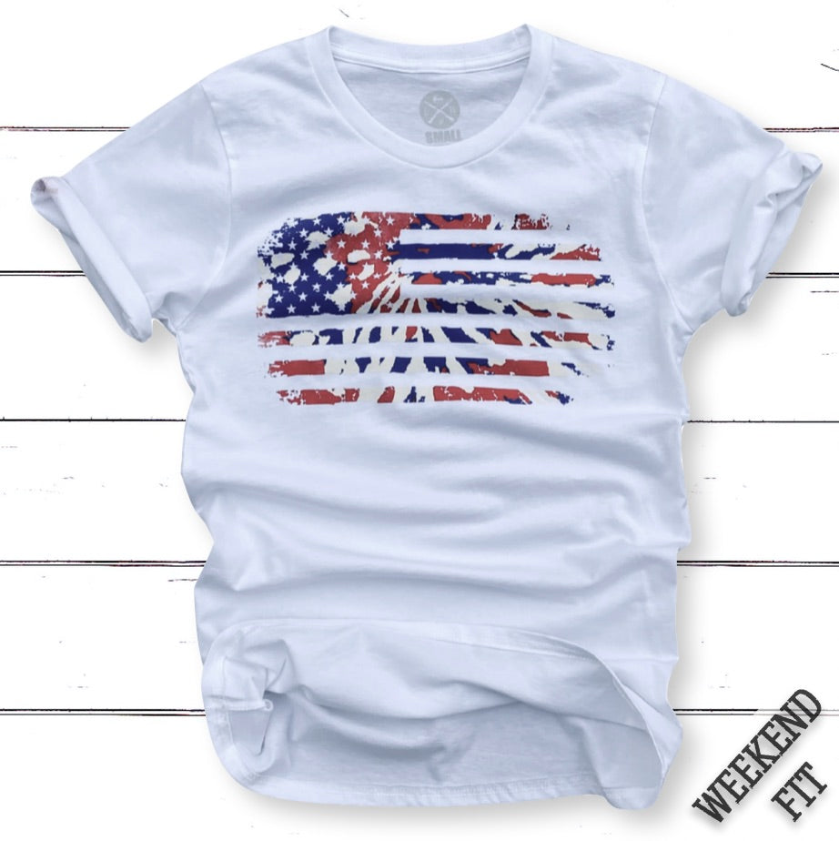 Women's Tie Dye American Flag Weekend Fit T Shirt