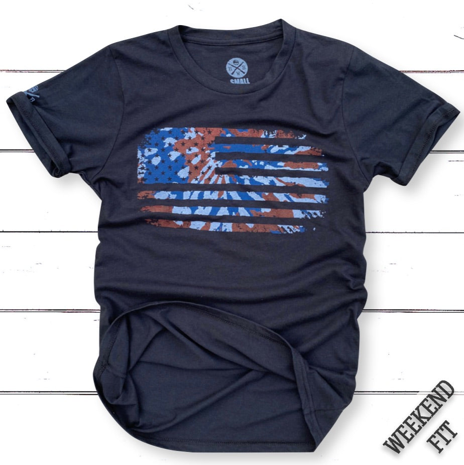 Women's Tie Dye American Flag Weekend Fit T Shirt