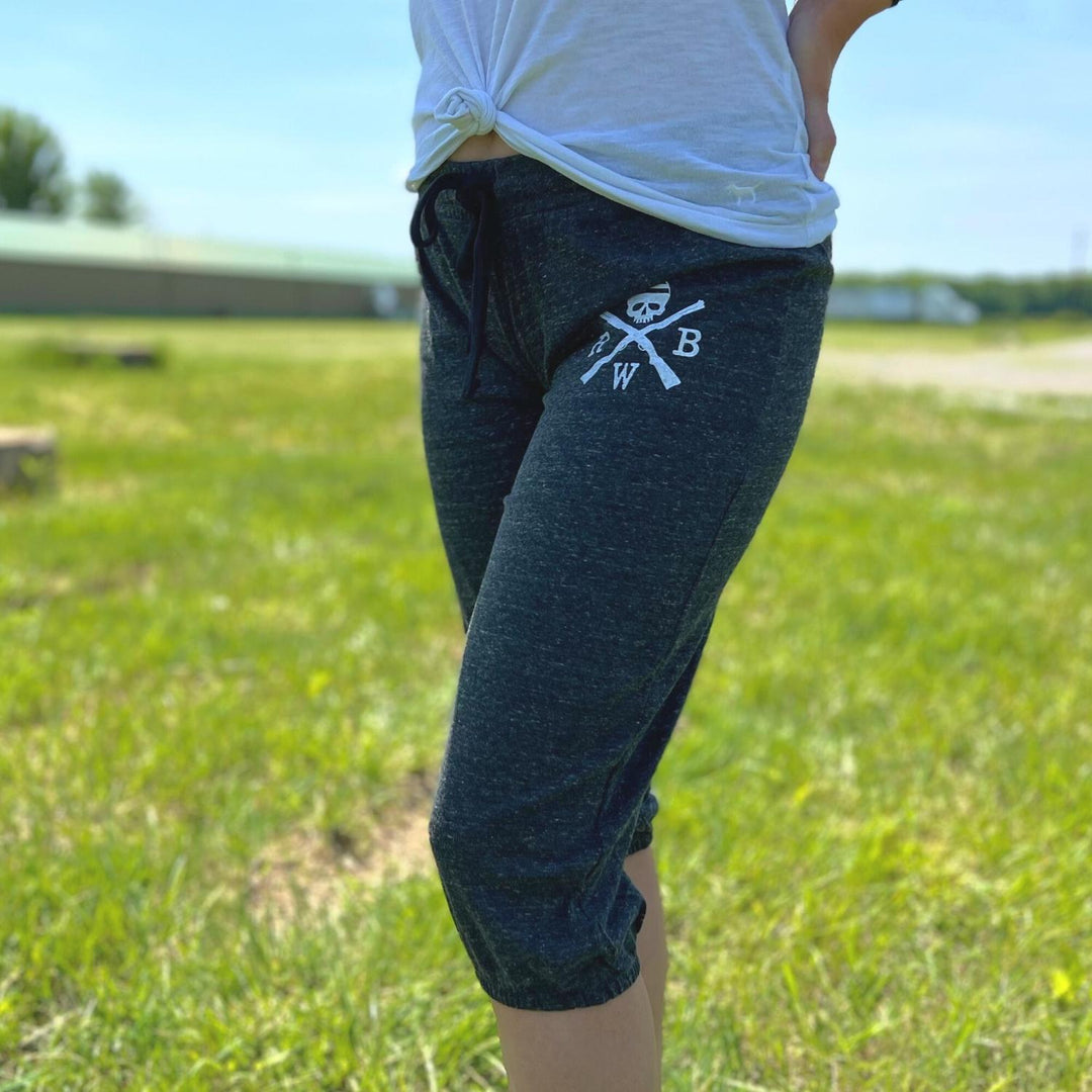 Women's American Made Basic Capri Lounge Pants (Heather Black)